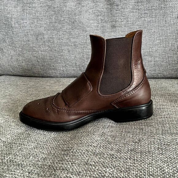 EUC Fratelli Rossetti Brown Leather Wingtip Double Monk Ankle Boots Size 36.5‎ - Picture 9 of 12
